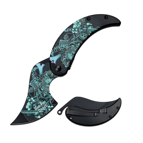 Dark Side Blades Samurai Skull Stainless Steel Pocket Knife (K-DS-092GN)