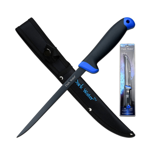 Dark Water Rubber Handle Stainless Steel Fillet Knife (K-DW-FIX003CS)