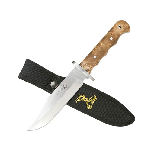 Elk Ridge Burl Wood Handle Stainless Steel Fixed Blade Knife