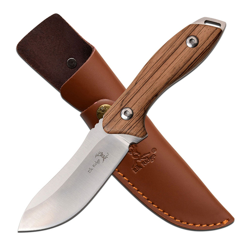 Elk Ridge Zebra Wood Hunting Knife w/ Sheath 228mm (K-ER-200-03D)