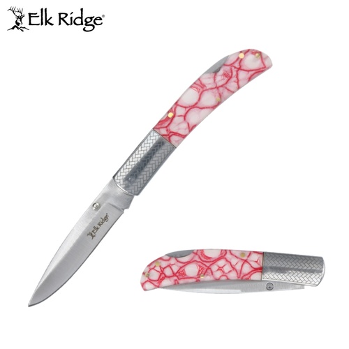 Elk Ridge Stainless Steel Folding Knife POM Handle Rose (K-ER-2006RD)