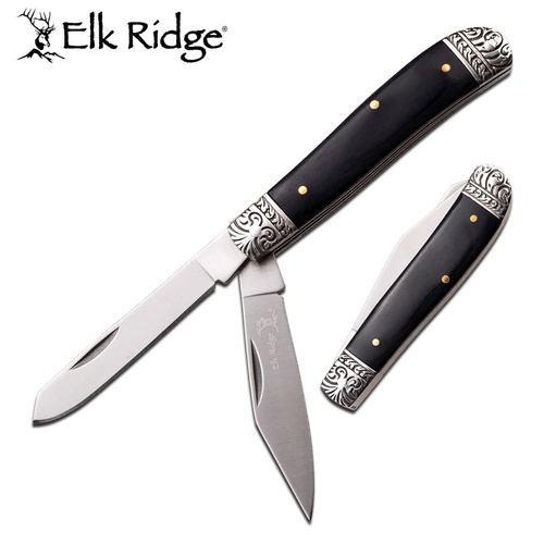 Elk Ridge Gentlemans Tracker Knife Black Wood Handle (K-ER-220BW)