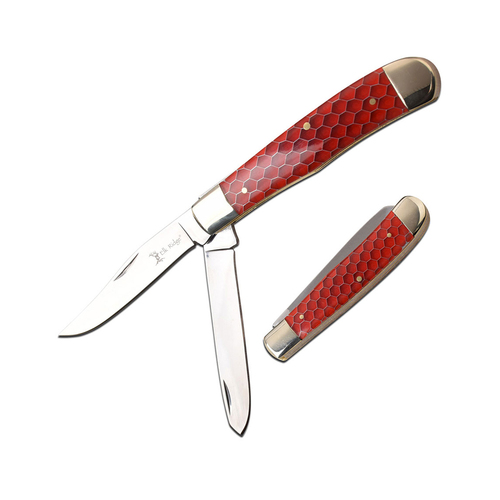 Elk Ridge Dual Blade Trapper Folding Knife Red 105mm Closed Length (K-ER-938RD)