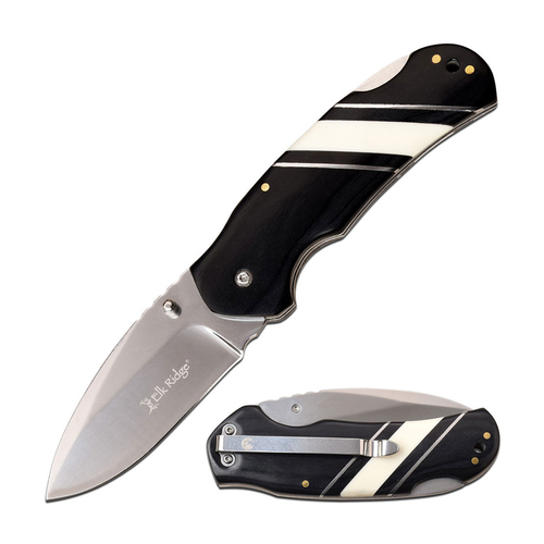 Elk Ridge Black & White Pocket Knife 114mm Closed Length (K-ER-949BK)