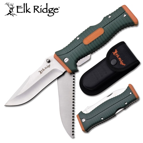 Elk Ridge Saw & Blade Knife incl Nylon Pouch (K-ER-FDR001OGN)