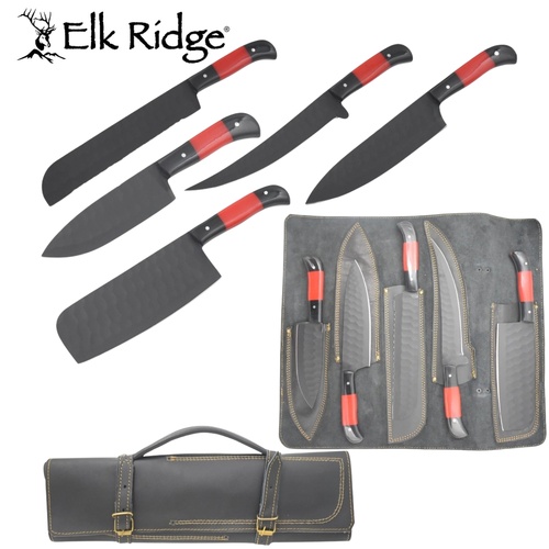Elk Ridge Red & Black Durable Kitchen Knife Set 5 Piece (K-ER-S001)