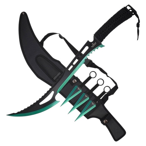 Snake Eye Stainless Steel Sword & Thrower Set incl Sheath Green