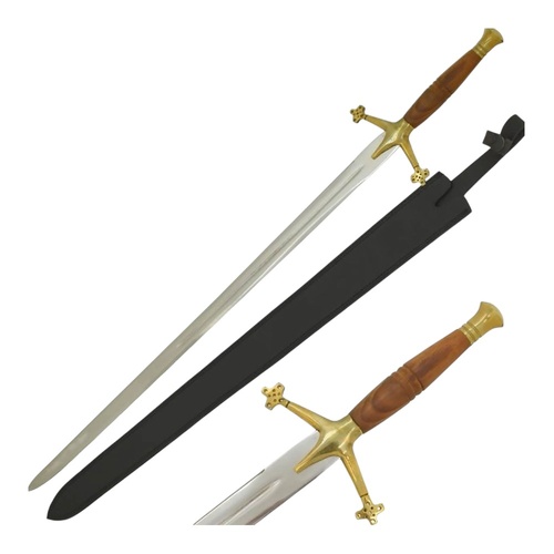 Medieval Warrior Viking Claymore Stainless Steel Sword incl Leather Sheath