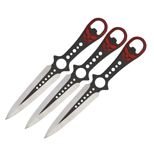 Powa Beam Skull Thrower Knife Set 3pcs w/ Sheath (K-MI205)