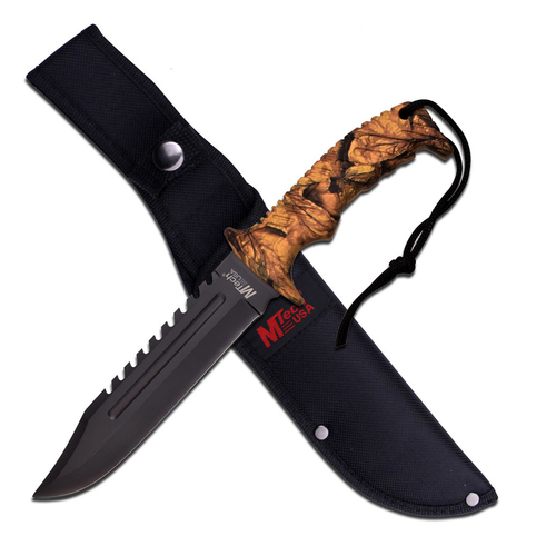 M-Tech USA Camo Sawback Blade Knife with Sheath 292mm (K-MT-20-57CA)