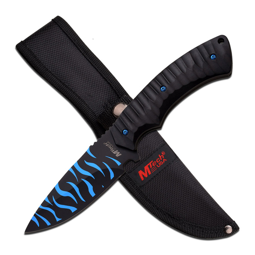 M-Tech USA General Outdoors Knife with Sheath - Spray Blue (K-MT-20-64BL)