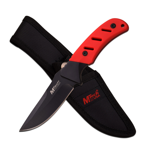 M-Tech USA Rubber Handle Knife with Sheath - Red (K-MT-20-71RD)
