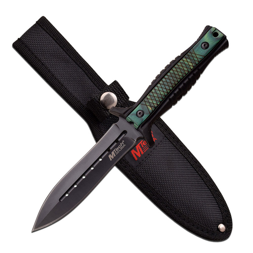 M-Tech USA Double Edged Knife with Nylon Sheath - Green (K-MT-20-74GN)
