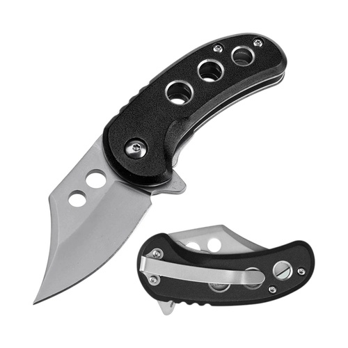 MTech USA Small Fat Pocket Knife Black Aluminium Handle 133mm