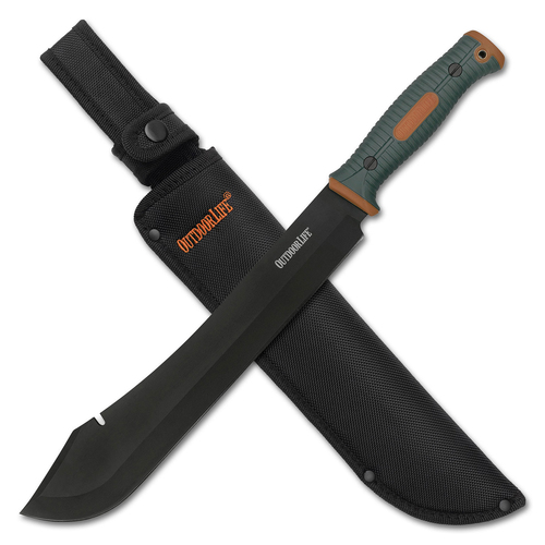 Outdoor Life Machete Rubber Green & Orange Handle 406mm (K-OL-MHT001OGN)