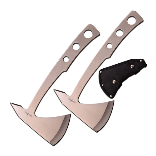 Perfect Point Silver Throwing Axes 2 Pack w/ Sheath 241mm (K-PP-107-S2)