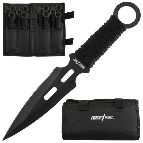 Perfect Point Black Stainless Steel Throwing Knife Set 12 Pack