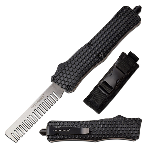 Tac-Force Button Retractable Honeycomb Grip Beard Comb (K-TF-CB003)