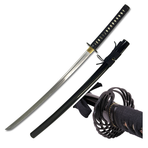 Ten Ryu Handmade Samurai Sword Cord Wrapped Handle Black 1066mm (K-TR-038)