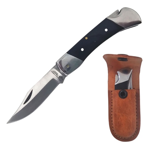 Wild Turkey Horn Handle Pocket Knife incl Leather Carrying Case