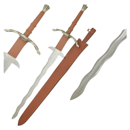 Medieval Warrior Viking Buster Stainless Steel Sword Leather Wrapped Handle