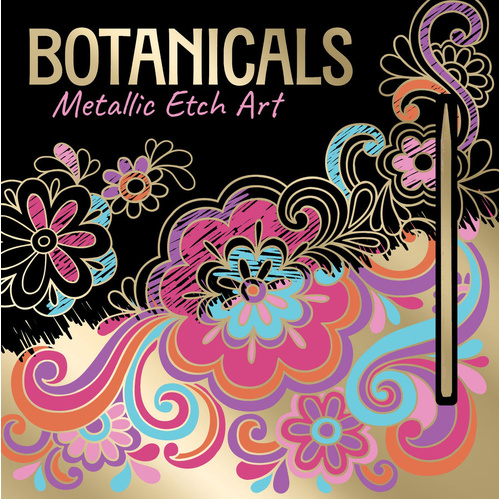 Lake Press Botanicals Metallic Etch Art incl Wooden Stylus for Ages 10+