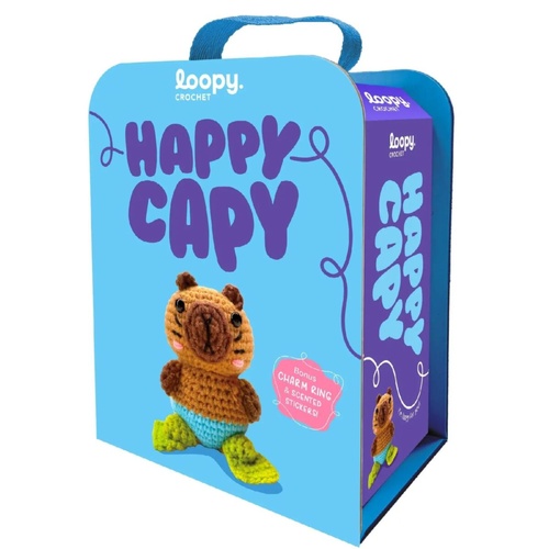 Loopy Crochet Book & Kit: Happy Capy + Charm Ring & Scented Stickers