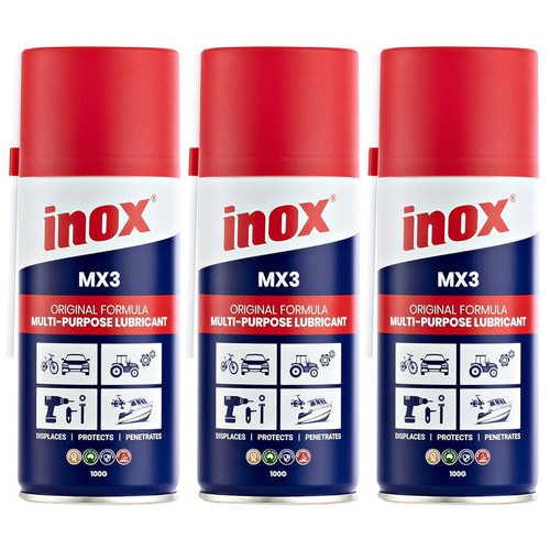 3 Pack Inox MX3 Original Multi-Purpose Lubricant Aerosol Spray 100g