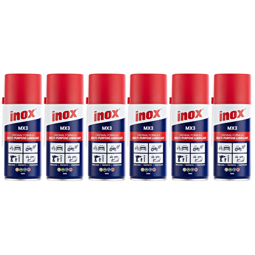 6 Pack Inox MX3 Original Multi-Purpose Lubricant Aerosol Spray 100g