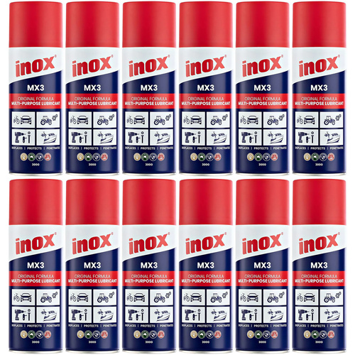 12 Pack Inox MX3 Multi-Purpose Lubricant Aerosol Spray 300g