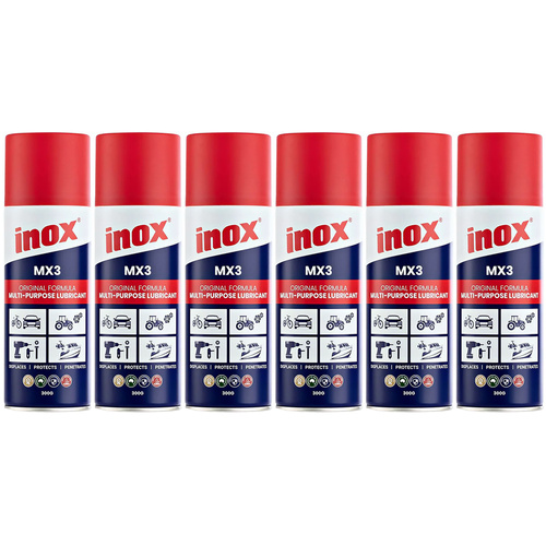 6 Pack Inox MX3 Multi-Purpose Lubricant Aerosol Spray 300g