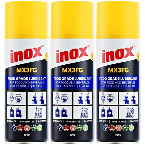 3 Pack Inox MX3FG Food Grade Multi-Purpose Lubricant Aerosol Spray 300g