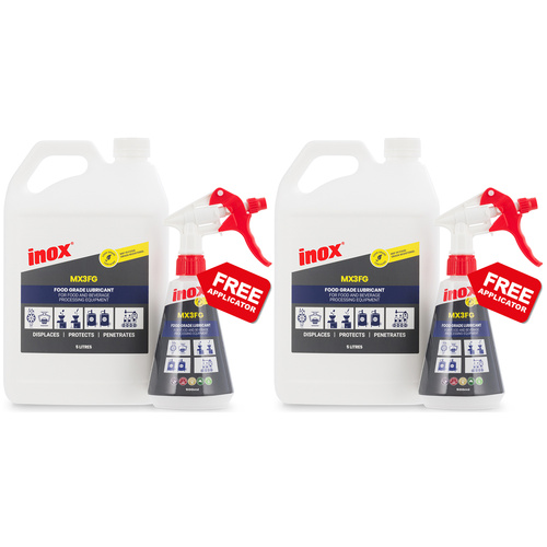 2 Pack Inox MX3FG Food Grade Multi-Purpose Lubricant 5 Litre with Applicator