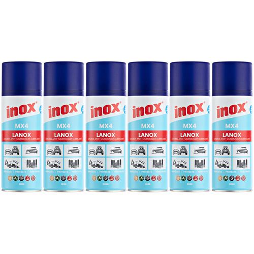 6 Pack Inox Lanox MX4 Marine Anti-Corrosion Lubricant Aerosol Spray 300g