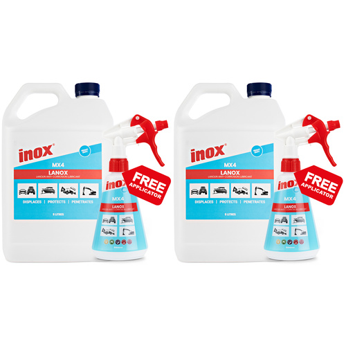 2 Pack Inox Lanox MX4 Marine Anti-Corrosion Lubricant 5 Litre with Applicator