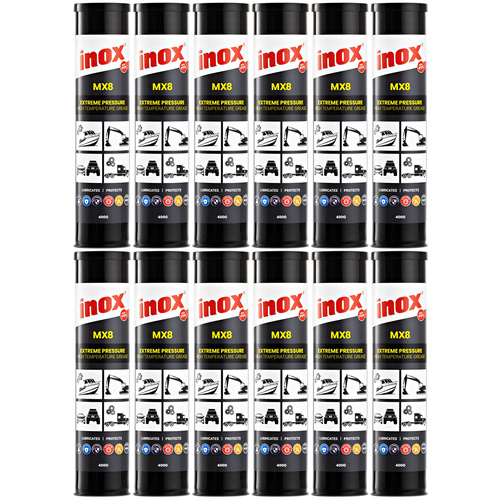 12 x Inox MX8 with PTFE High Temp Extreme Pressure Grease Cartridge 400g (MG-44509)