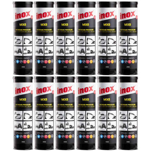 12 Pack Inox PTFE MX8 Extreme Pressure Grease Canister 450g