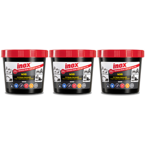 3 Pack Inox PTFE MX8 Extreme Pressure Grease Tub 500g