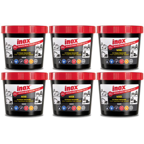 6 Pack Inox PTFE MX8 Extreme Pressure Grease Tub 500g