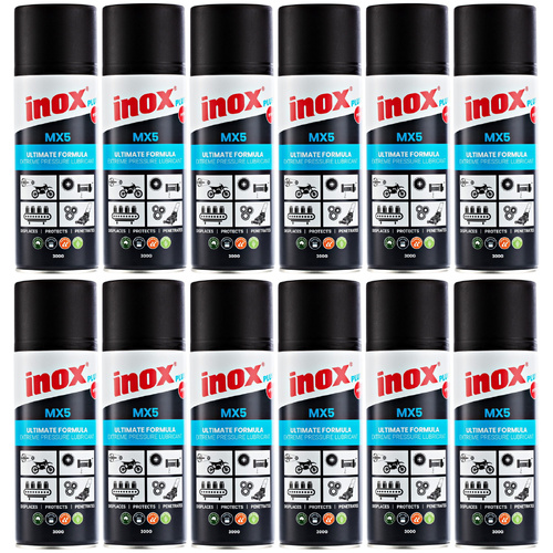 12 Pack Inox MX5 Plus Extreme Pressure PTFE Lubricant Aerosol Spray 300g