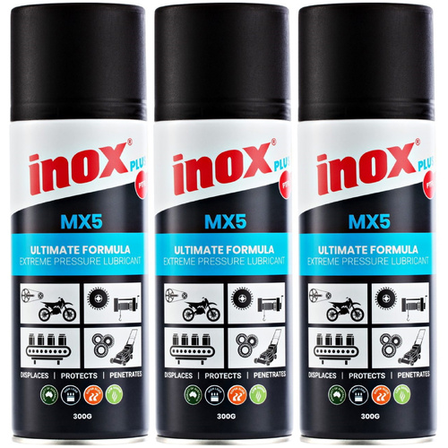 3 Pack Inox MX5 Plus Extreme Pressure PTFE Lubricant Aerosol Spray 300g