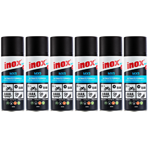 6 Pack Inox MX5 Plus Extreme Pressure PTFE Lubricant Aerosol Spray 300g