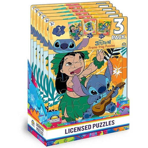 Crown Disney Stitch Frame Tray Jigsaw Puzzles 3 Pack