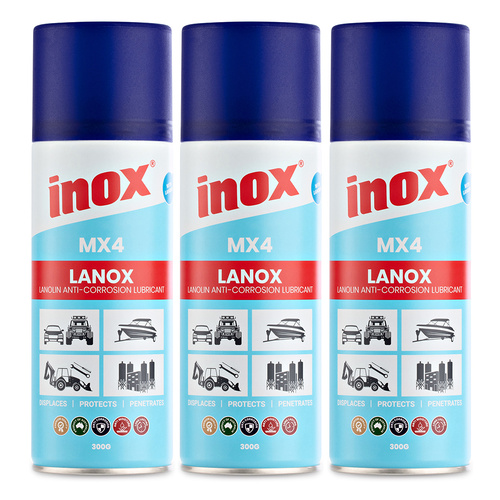 3 Pack Inox Lanolin Heavy Duty Super Lubricant Aerosol Spray 300g (MX4-300x3)
