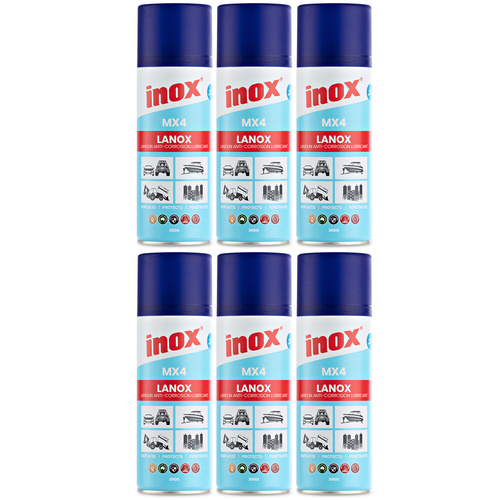 6 Pack Inox Lanolin Heavy Duty Super Lubricant Aerosol Spray 300g (MX4-300x6)