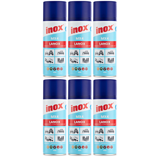 6 Pack Inox Lanolin Heavy Duty Super Lubricant Aerosol Spray 300g (MX4-300x6)