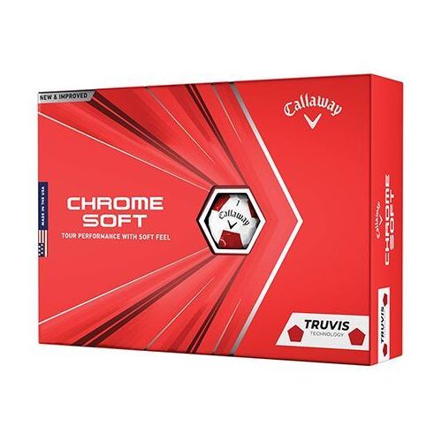 Callaway Chrome Soft TRUVIS White / Red Golf Balls 1 Dozen
