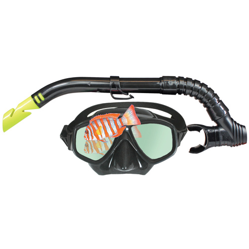 LAND & SEA CLEARWATER BLACK MIRROR MASK & SNORKEL SET - GREAT VALUE SET