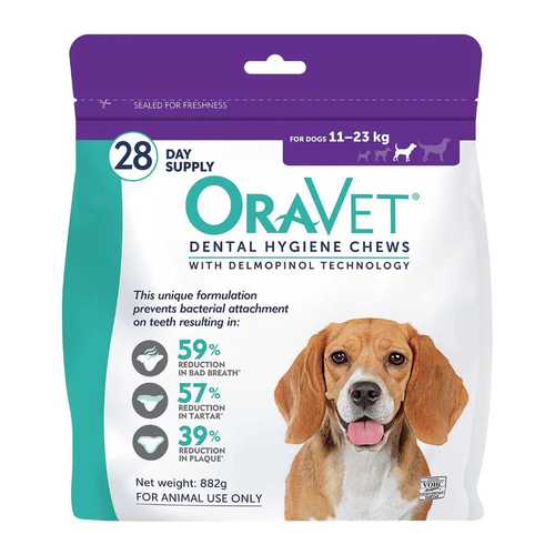 Oravet Dental Hygiene Chews for Medium Dogs 11-23kg Purple 14 Pack