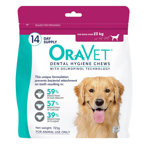 Oravet Dental Hygiene Chews for Large Dogs Over 23kg Violet 14 Pack